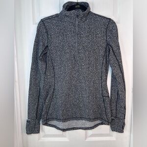 Lululemon Extra Mile 1/2 Zip Reflective Heathered Black pullover, Size 6